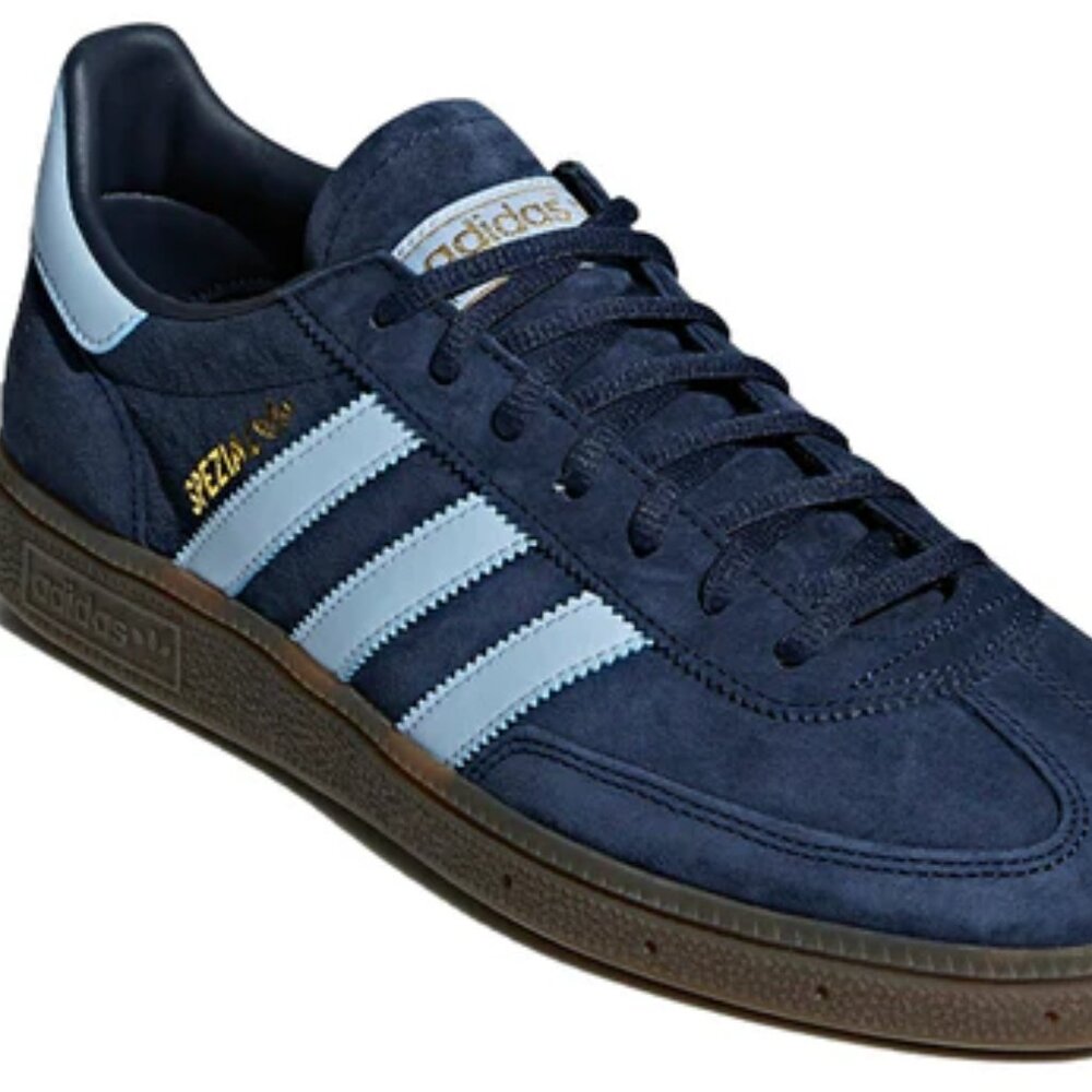 ADIDAS Handball Spezial shoes, collegiate navy/clear sky/gum soles, excellent